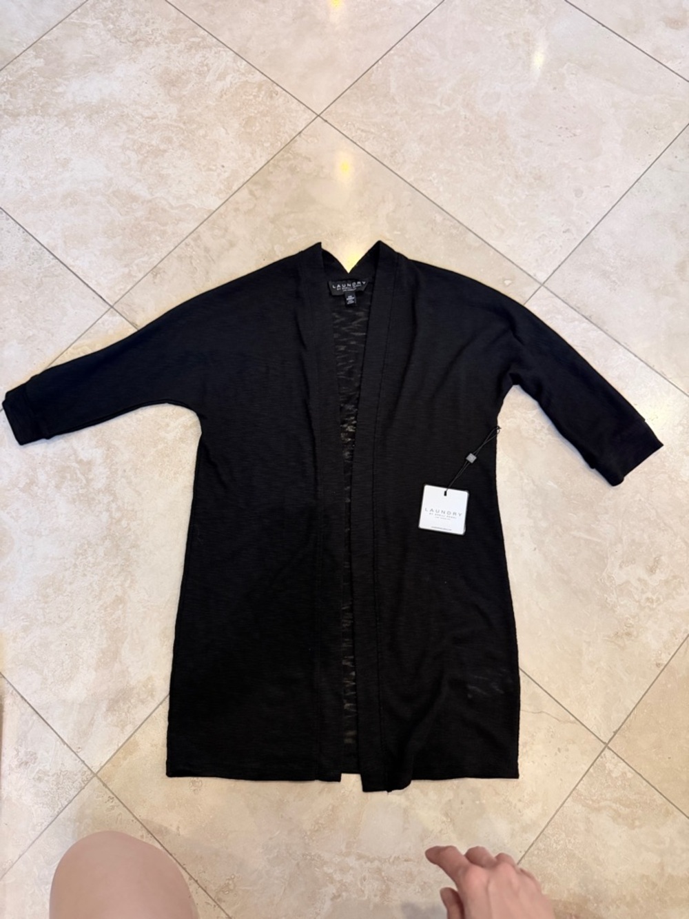 Laundry By Shelli Segal Black Lightweight Open Front Cardigan